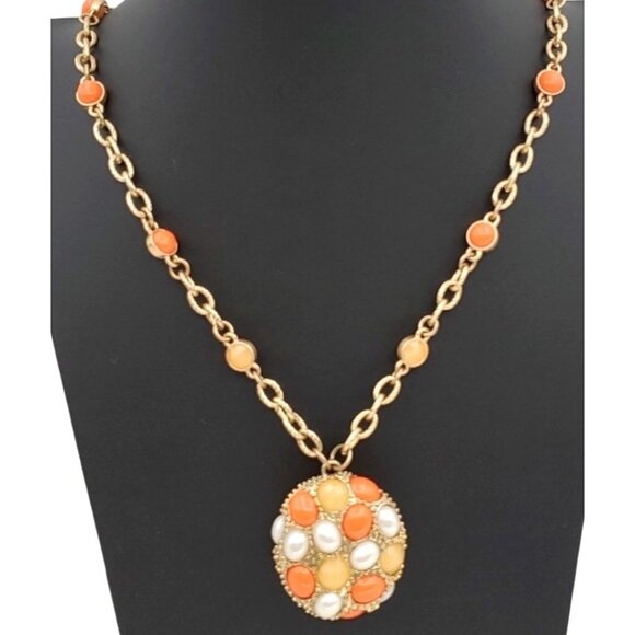 LIA SOPHIA- VICTORIAN REVIVAL FAUX PEARL CORAL STATEMENT NECKLACE WOMEN 39" - Picture 3 of 7